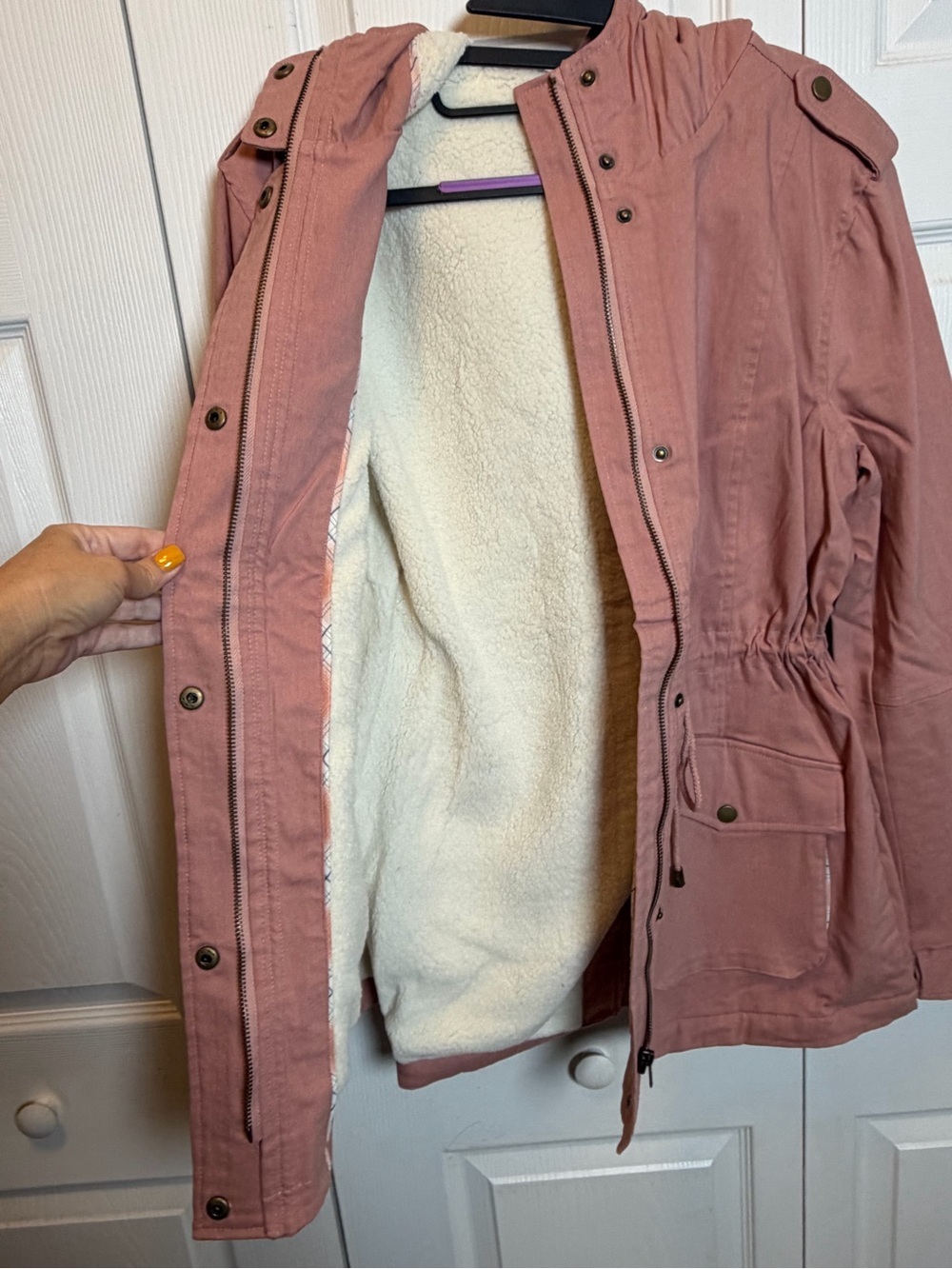 Eden Society NWT Pink Sherpa Lined Utility Parka Jacket Hooded Size L - Picture 9 of 16
